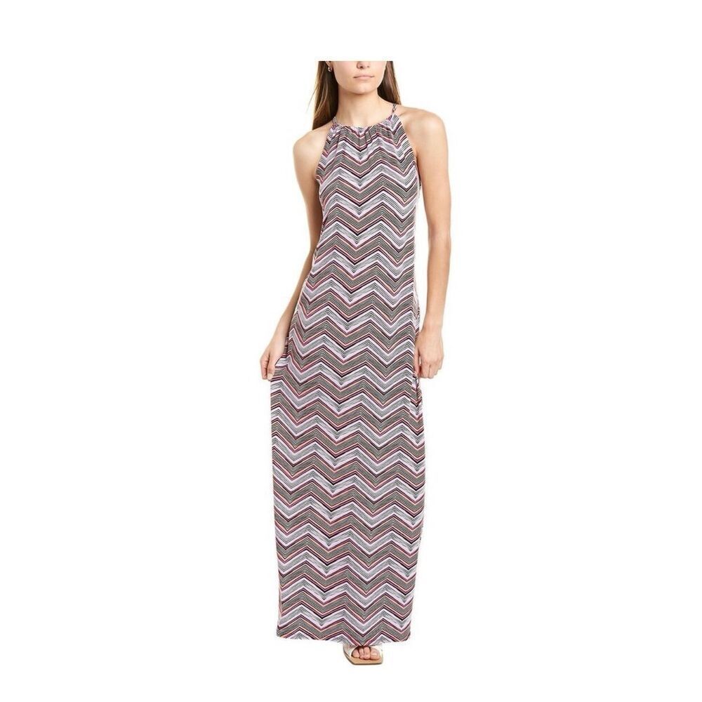 Trina Turk Milian 2 Chevron Striped Sleeveless Maxi Dress Size Large